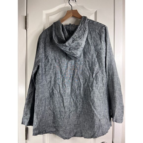Elliott Lauren Women's Linen Hooded Jacket Gray Size XS - Picture 2 of 8